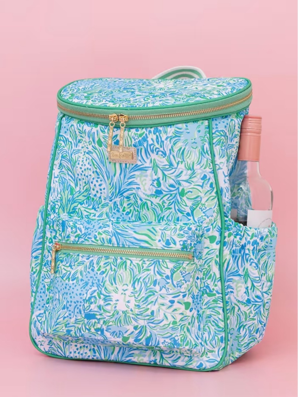 Lilly Pulitzer Blue & Green Floral Insulated Backpack Cooler Soft Bag - New - Picture 8 of 8